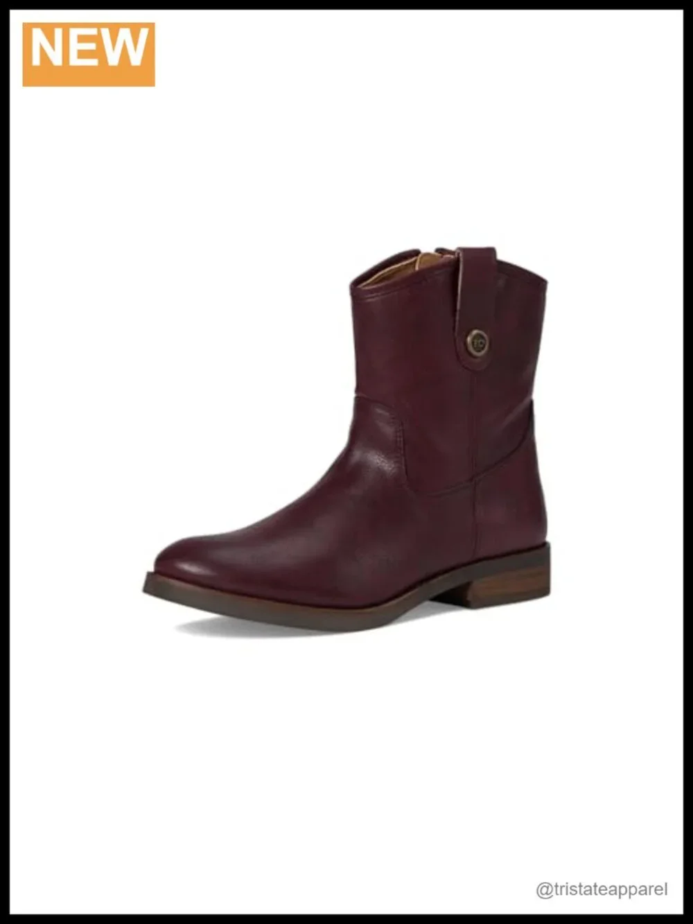 Women's Ankle Booties Round Toe Block Heel Pull-On Leather Look